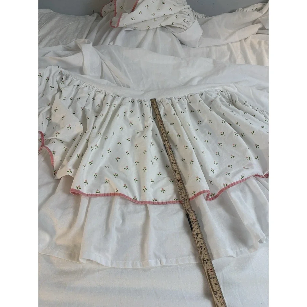 Laura Ashley Castleberry Pink Tulip King Size Dust Ruffle Layered Bedskirt